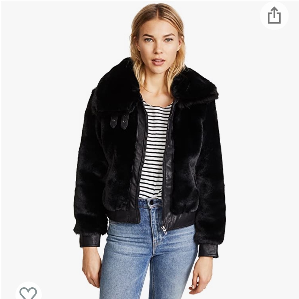 NWT BlankNYC Faux Fur Coat, Black, US Small